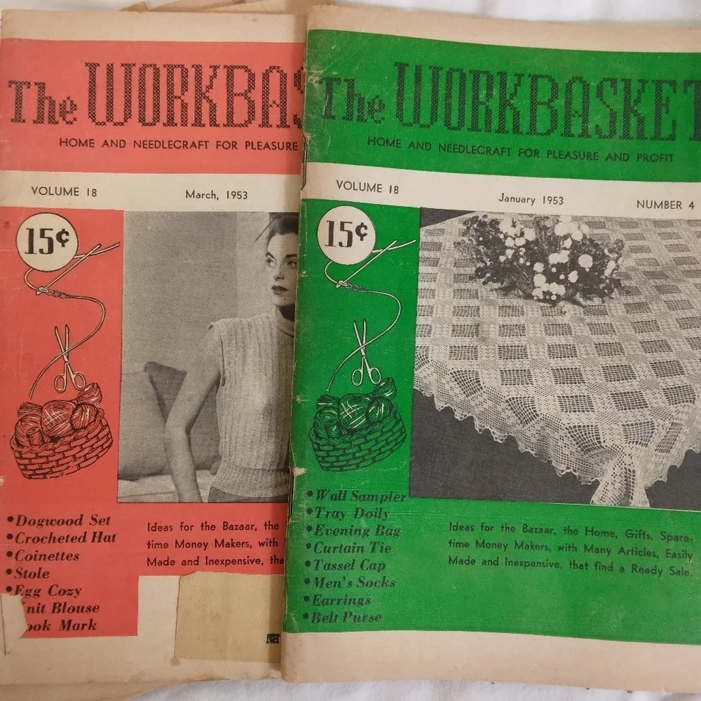 Vintage The Workbasket Magazine 1953 Patterns Recipes Ephemera Craft Crafting